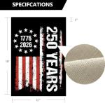 WENWELL 250 Years Anniversary Garden Flag,Blessings 250th Freedom Patriotic Banner Double, Sided with Stars and Stripes Design,1776-2026 Commemorative, 12x18 Inch