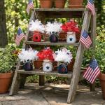 Iceyyyy 6 Set 4th of July Mason Jar Table Centerpiece, Mini Memorial Day Vase Tabletop Decoration with Flowers and Flags, Patriotic Independence Day Decor Centerpiece for Home Tiered Tray Party Favor