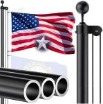 IOEN 25 FT 12 Gauge Heavy Duty Flag Pole - Extra Thick Aluminum Flagpole kit with 5x3 Nylon Embroidered Flag,for Outside Yard,Outdoor,Commercial or Residential-Ground - 110MPHWind Tested，Black