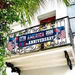 FLUUZE 250th Anniversary American Banner Flag, 4th of July Decorations,1776-2026 USA 250th Birthday Premium Banner with Grommets, Decorations for Outdoor, Indoor, Yard, Garden, Porch (Style 1)