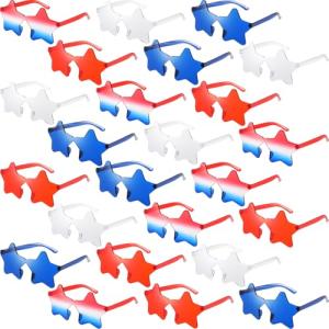 Xuhal 24 Pcs Star Shaped Sunglasses Bulk 4th of July Star Glasses Patriotic Glasses for Christmas Independence Day Party Favors