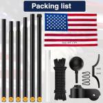 IOEN 25 FT 12 Gauge Heavy Duty Flag Pole - Extra Thick Aluminum Flagpole kit with 5x3 Nylon Embroidered Flag,for Outside Yard,Outdoor,Commercial or Residential-Ground - 110MPHWind Tested，Black