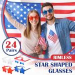 Xuhal 24 Pcs Star Shaped Sunglasses Bulk 4th of July Star Glasses Patriotic Glasses for Christmas Independence Day Party Favors