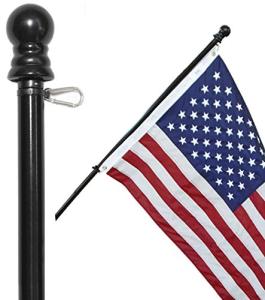 American Signature Heavy-Duty Aluminum Tangle Free Spinning 5 Foot Flag Pole with Metal Mounting Rings - Outdoor Wall Mount Flagpole for Residential Commercial (5' Black)
