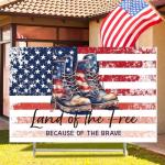 Kigeli 250th Anniversary Memorial Day Yard Sign with Stakes 4th of July Patriotic Yard Signs Soldier Boots Garden Flag Waterproof Outdoor Outdoor Lawn Garden Patio Party Supplies(Freedom Boots)