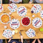 96Pcs Patriotic Birthday Decorations 250 Anniversary Red White and Blue Plates and Napkins American Flag Bows Decor Tableware for Girls Happy Birthday Memorial 4th of July Day Party Supplies Serves 24