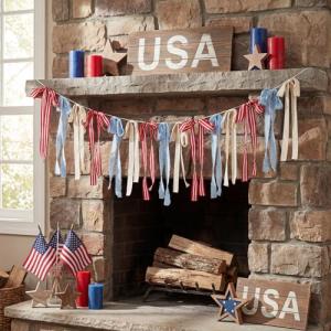 Gilprop 6.7 ft Red White and Blue Patriotic Bow Banner 4th of July Ribbon Garland 250th Anniversary Banner Decoration for Indoor Outdoor Memorial Day Veteran Independence Day Party Supplies