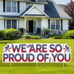 Military Welcome Home Yard Sign with Stakes We Are so Proud of You Lawn Sign for Army Veterans Day Homecoming Navy Patriotic Welcome Party Deployment Returning Outdoor Supplies Decor Dekoration