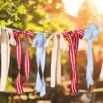 Gilprop 6.7 ft Red White and Blue Patriotic Bow Banner 4th of July Ribbon Garland 250th Anniversary Banner Decoration for Indoor Outdoor Memorial Day Veteran Independence Day Party Supplies