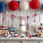 Gilprop 6.7 ft Red White and Blue Patriotic Bow Banner 4th of July Ribbon Garland 250th Anniversary Banner Decoration for Indoor Outdoor Memorial Day Veteran Independence Day Party Supplies