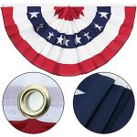 USA Pleated Fan Banner Patriotic Half Fan Banner Flag with Canvas Header and Brass Grommets for 4th of July Memorial Day Indoor Outdoor Decoration (5, 1.5x3 Feet)