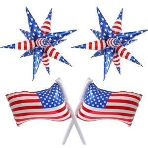 Red White and Blue American Flag Exploding Star Balloons USA Theme Patriotic Balloon Arch Kit Decor for Party in the USA 4th/Fourth of July Memorial Day Veterans Day Birthday Party Decorations