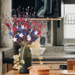Yawwind 6 PCs 17 inch 4th of July Picks and Sprays Patriotic Floral Picks with Red White and Blue Berry Metal Stars Independence Day Patriotic Branches Memorial Day Flag Day for Table Centerpieces