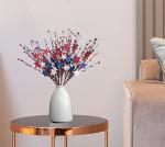 Yawwind 6 PCs 17 inch 4th of July Picks and Sprays Patriotic Floral Picks with Red White and Blue Berry Metal Stars Independence Day Patriotic Branches Memorial Day Flag Day for Table Centerpieces