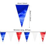 130FT White Blue Red Glitter Triangle Pennant Banner Flag Metallic Bunting Fabric Garland for Christmas Graduation, Independence Day, 4th of july, Patriotic Themed Party Decoration