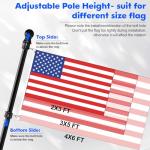 Anovo Flag Pole Kit- Upgraded Holder, Stainless Steel 7 FT Flag Poles with1 Inch Metal 360° Rotating Flag Pole Rings Two-Position Flag Pole Bracket Mounting for Outside House Porch (7 FT - Black)