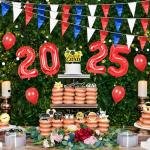 130FT White Blue Red Glitter Triangle Pennant Banner Flag Metallic Bunting Fabric Garland for Christmas Graduation, Independence Day, 4th of july, Patriotic Themed Party Decoration