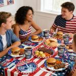 212 Pcs USA 250th Anniversary 4th of July Decoration American Flag Patriotic Party Supplies - Serve 30 - 60 Plates 30 Napkins 30 Cups 2 Tablecloth 90 Knives Forks Spoons for Independence Memorial Day