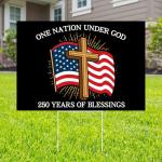 Probsin 250th Anniversary Yard Sign 12" x 17" with H Stakes One Nation Under God American Flag Cross Blessings 250th Birthday 250 Years Patriotic Welcome Signs for Lawn, Garden, Yard, Parade