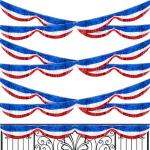Mizelu 6 Pcs 40 Ft Patriotic Foil Fringe Bunting, Red White Blue Tinsel Streamers Banner, Independence Day Metallic Fringe Garland for 4th of July Celebration Party Parade Events Decoration
