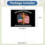 Probsin 250th Anniversary Yard Sign 12" x 17" with H Stakes One Nation Under God American Flag Cross Blessings 250th Birthday 250 Years Patriotic Welcome Signs for Lawn, Garden, Yard, Parade