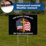 Probsin 250th Anniversary Yard Sign 12" x 17" with H Stakes One Nation Under God American Flag Cross Blessings 250th Birthday 250 Years Patriotic Welcome Signs for Lawn, Garden, Yard, Parade