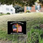 Probsin 250th Anniversary Yard Sign 12" x 17" with H Stakes One Nation Under God American Flag Cross Blessings 250th Birthday 250 Years Patriotic Welcome Signs for Lawn, Garden, Yard, Parade