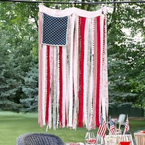 4th of July Decorations - Patriotic Memorial Day Decor - 4 x 2.3 Ft Rag American Flag Banner for Home Party Supplies - Fourth of July Deals Independence Day Accessories for Indoor Outdoor Decoration