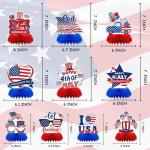 DTOFOOT 4th of July Table Centerpiece,10Pcs Patriotic Table Decorations Memorial Day Honeycomb Centerpieces for Table Blue Red 3D Centerpieces for Independence Day 250th Anniversary Party Decor