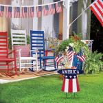 hogardeck 4th of July Decorations Outdoor, 31" Metal Patriotic Hat with Flag Star Rocket Decorative Garden Stakes for Fourth of July Decorations, Memorial Day Yard Signs for Garden Lawn Porch Decor