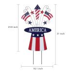 hogardeck 4th of July Decorations Outdoor, 31" Metal Patriotic Hat with Flag Star Rocket Decorative Garden Stakes for Fourth of July Decorations, Memorial Day Yard Signs for Garden Lawn Porch Decor