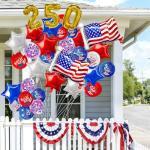 104 PCS Red White Blue Balloons - 4th of July Balloon Garland Arch Kit USA 250th Anniversary Decorations, Patriotic Balloons SA Flag Stars Round Glitter Balloons Arch for Independence Day Party Decor