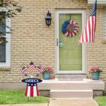 hogardeck 4th of July Decorations Outdoor, 31" Metal Patriotic Hat with Flag Star Rocket Decorative Garden Stakes for Fourth of July Decorations, Memorial Day Yard Signs for Garden Lawn Porch Decor