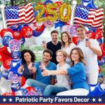 104 PCS Red White Blue Balloons - 4th of July Balloon Garland Arch Kit USA 250th Anniversary Decorations, Patriotic Balloons SA Flag Stars Round Glitter Balloons Arch for Independence Day Party Decor