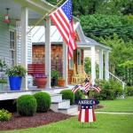 hogardeck 4th of July Decorations Outdoor, 31" Metal Patriotic Hat with Flag Star Rocket Decorative Garden Stakes for Fourth of July Decorations, Memorial Day Yard Signs for Garden Lawn Porch Decor
