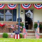 hogardeck 4th of July Decorations Outdoor, 31" Metal Patriotic Hat with Flag Star Rocket Decorative Garden Stakes for Fourth of July Decorations, Memorial Day Yard Signs for Garden Lawn Porch Decor