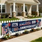 250 Year Anniversary USA Banner Flag 2x10 Ft, 4th of July Decorations 1776-2026 Freedom 250 Years Birthday Patriotic Party Supplies Decorations for Outdoor, Indoor,Garden, Porch (BLUE A)