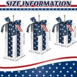 DoubleFill 3 Pcs USA Anniversary Wood Decor Rustic 250th 4th of July Wooden Fireworks Decorations Patriotic Table Centerpiece with Bowknot Independence Day Blocks for Home Decor(White)