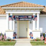 250 Year Anniversary USA Banner Flag 2x10 Ft, 4th of July Decorations 1776-2026 Freedom 250 Years Birthday Patriotic Party Supplies Decorations for Outdoor, Indoor,Garden, Porch (BLUE A)