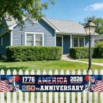 250 Year Anniversary USA Banner Flag 2x10 Ft, 4th of July Decorations 1776-2026 Freedom 250 Years Birthday Patriotic Party Supplies Decorations for Outdoor, Indoor,Garden, Porch (BLUE A)