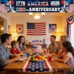 250 Year Anniversary USA Banner Flag 2x10 Ft, 4th of July Decorations 1776-2026 Freedom 250 Years Birthday Patriotic Party Supplies Decorations for Outdoor, Indoor,Garden, Porch (BLUE A)