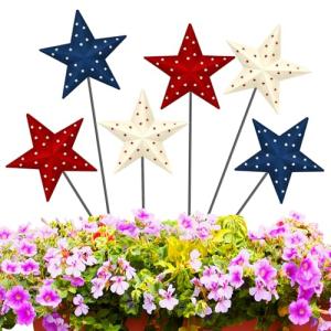 Pickmesh 6 Pcs 12" H Patriotic Metal Yard Sign Outdoor Decor 4th of July Garden Stake Red White Blue 250th Anniversary USA Flag American Yard Sign for Memorial Day Independence Day Decoration