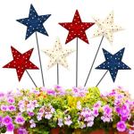 Pickmesh 6 Pcs 12" H Patriotic Metal Yard Sign Outdoor Decor 4th of July Garden Stake Red White Blue 250th Anniversary USA Flag American Yard Sign for Memorial Day Independence Day Decoration