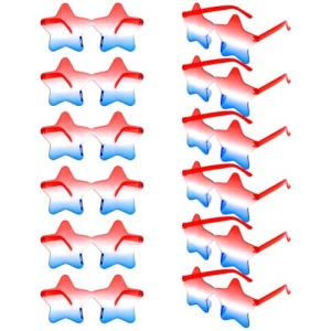 4th of July Star Glasses 12 Pairs Patriotic Fourth of July Star Sunglasses Red White and Blue American Flag Sunglasses USA Themed Glasses for Memorial Day Independence Day Party Supplies Decorations