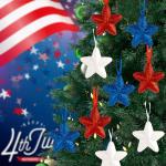 Memorial Day Tree Decorations, 4th of July Decorations Ornaments for Tree, 24pcs Red White Blue Decor Patriotic Ornaments 2.5 Inch Hanging Stars for Independence Day Veteran Day Home Decor