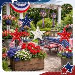 Pickmesh 6 Pcs 12" H Patriotic Metal Yard Sign Outdoor Decor 4th of July Garden Stake Red White Blue 250th Anniversary USA Flag American Yard Sign for Memorial Day Independence Day Decoration