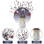 Caplidou 2 Pcs Patriotic Decorations, 4th of July Artificial Floral Berry Stem Picks with Vase Red White and Blue Berries Flowers Branches for Independence Day Memorial Day Table Centerpieces Home