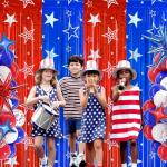 4th of July Backdrop Decorations, 2 Pack Star Print Red Blue Streamers Tinsel Foil Fringe Curtains Photo Booth Props for Memorial Day, Independence Day, Patriotic, USA Party Decor Supplies