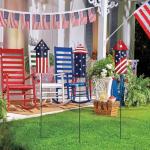hogardeck 4th of July Decorations Outdoor, 36” Set of 3 Metal Firework Decorative Garden Stakes for Fourth of July Decorations, Patriotic Yard Firecracker Signs for Garden Memorial Day Decorations