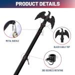 IN WHICH BAY Indoor Flag Pole Kit - Telescoping 6FT-8FT Flag Pole with Base, 3x5 FT Embroidered Stars American Flag,Black Eagle Topper, Black Flagpole and Stand, for Office School City Hall(1Pack)